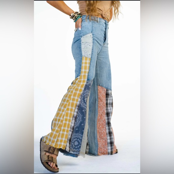 Three Bird Nest Denim - Three Bird Nest Magnolia Patchwork Flare Jeans